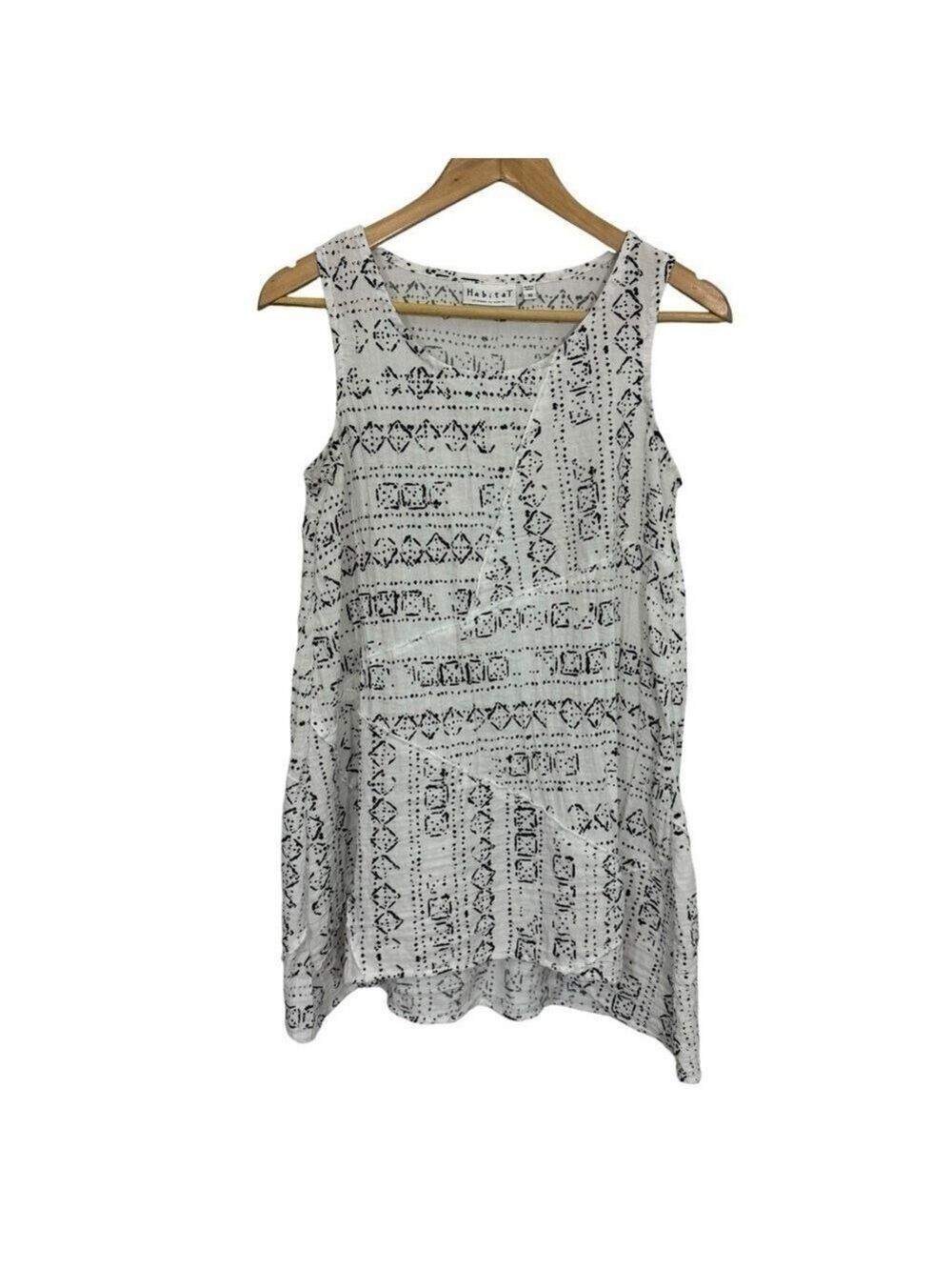 Habitat Sleeveless Asymmetrical Top Womens XS White Oversized Tunic Tank EUC